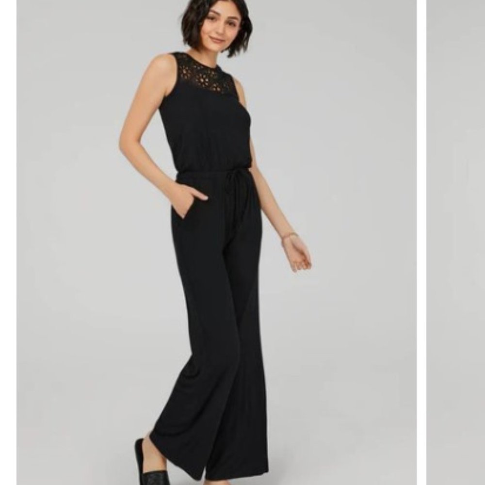 Crochet Lace Jumpsuit Black Small NWT